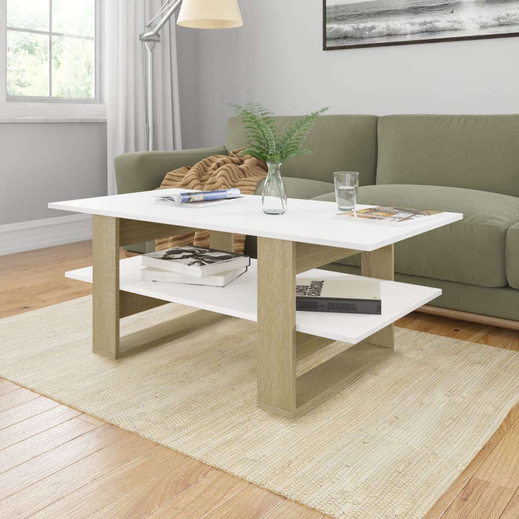 vidaXL Coffee Table Accent End Side Sofa Table with Storage Engineered Wood