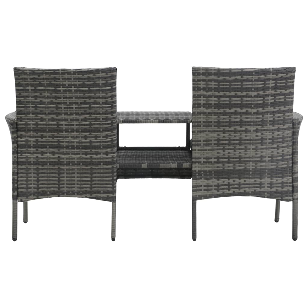 vidaXL 2-Seater Patio Sofa Outdoor Bistro Set Sofa with Tea Table Poly Rattan