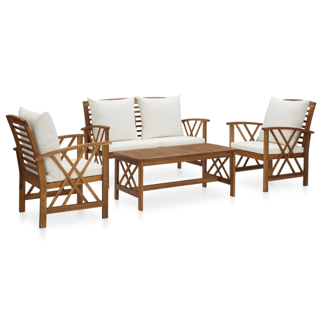 vidaXL 4 Piece Patio Lounge Set Solid Acacia Wood