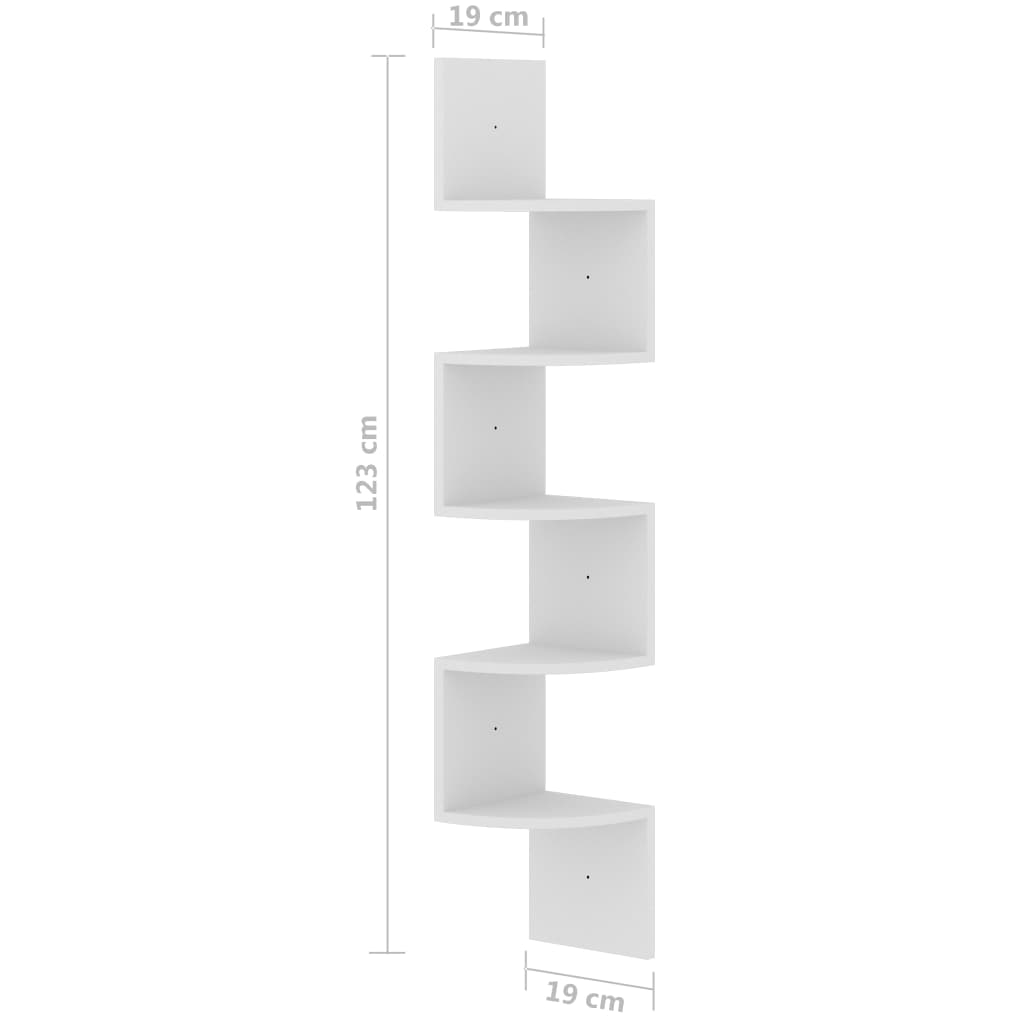 vidaXL Wall Corner Shelf 5-Tier Floating Shelf Wall Mounted Display Shelf