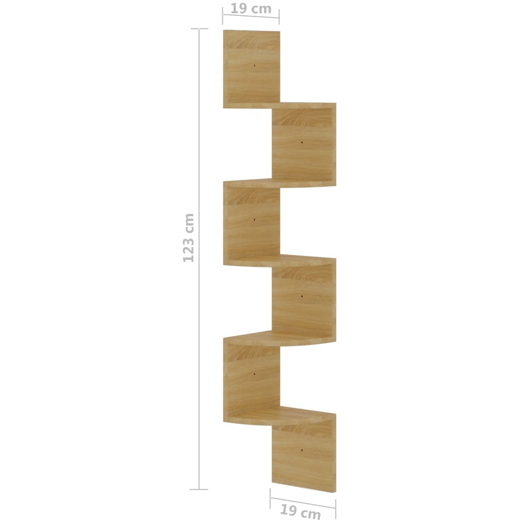 vidaXL Wall Corner Shelf 5-Tier Floating Shelf Wall Mounted Display Shelf