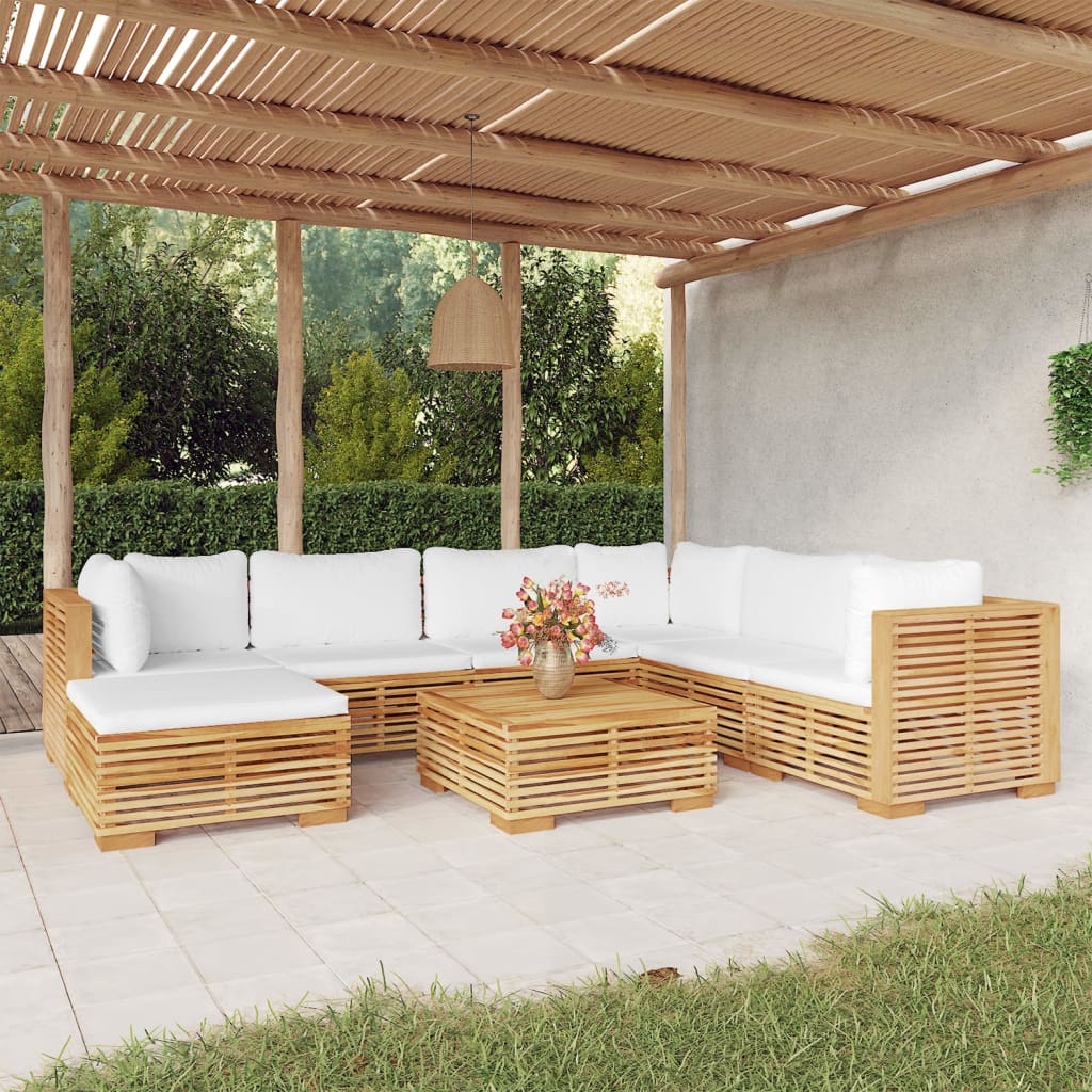 vidaXL 8 Piece Patio Lounge Set with Cushions Solid Wood Teak