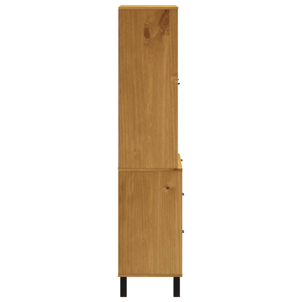 vidaXL Highboard with Glass Doors FLAM 31.5"x15.7"x70.9" Solid Wood Pine