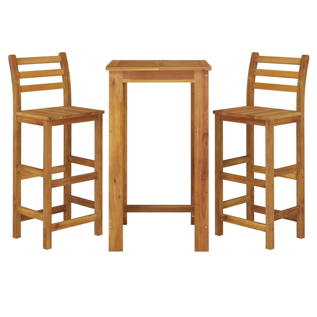vidaXL 3 Piece Patio Bar Set Solid Wood Acacia
