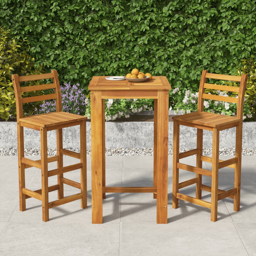 vidaXL 3 Piece Patio Bar Set Solid Wood Acacia
