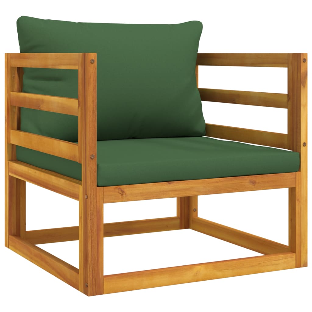 vidaXL 5 Piece Patio Lounge Set with Green Cushions Solid Wood
